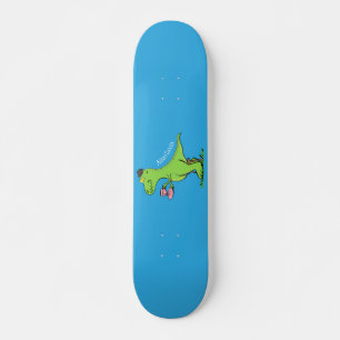 Cute funny green t rex dinosaur cartoon skateboard