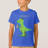 Cute funny green t rex dinosaur cartoon