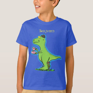 Cute funny green t rex dinosaur cartoon T-Shirt