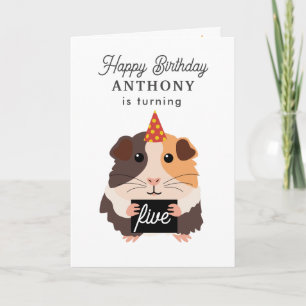Cute Funny Guinea Pigs Pet Kids Birthday Name Age Card
