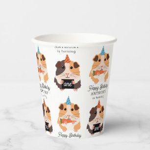 Cute Funny Guinea Pigs Pet Kids Birthday Name Age Paper Cups