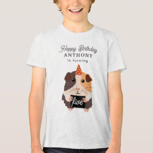 Cute Funny Guinea Pigs Pet Kids Birthday Name Age Tri-Blend Shirt