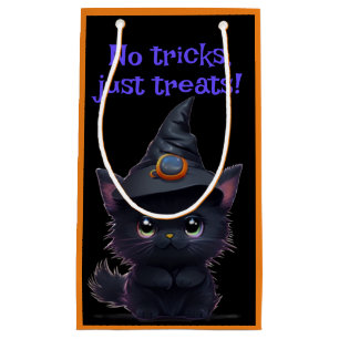 Cute funny Halloween black cat Small Gift Bag