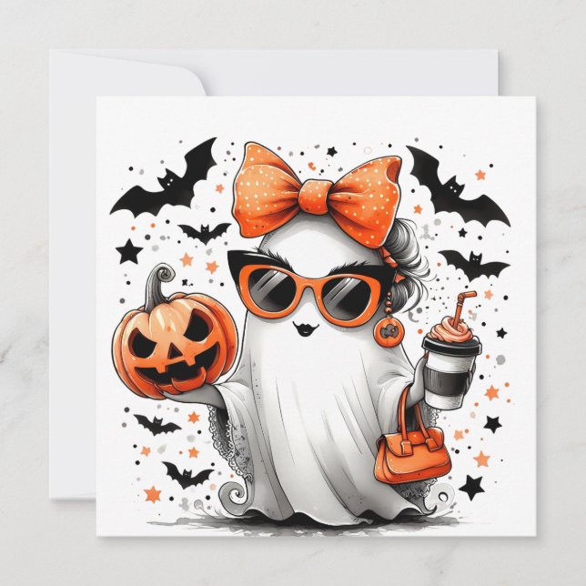 Cute Funny Halloween Ghost Invitation (Front)