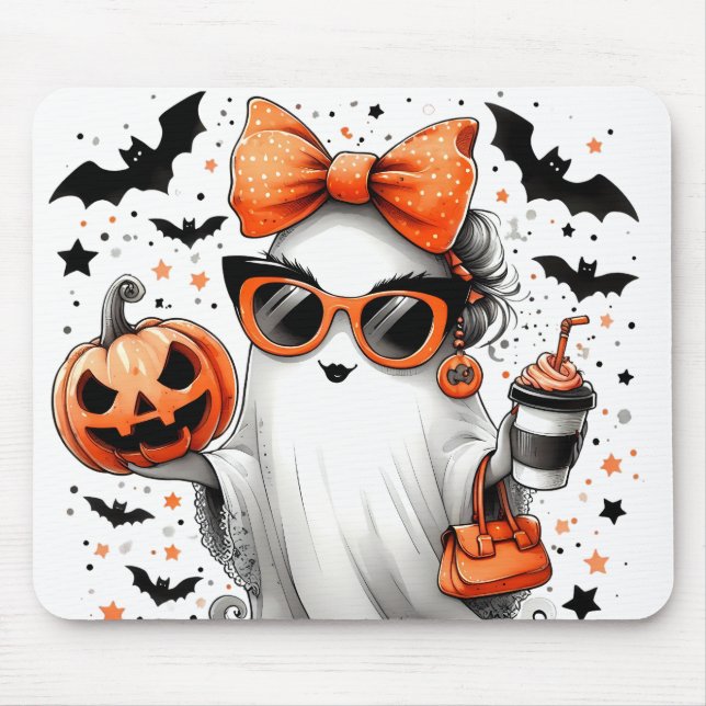 Cute Funny Halloween Ghost Mouse Pad (Front)