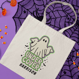 Cute Funny Halloween Ghost Personalised Name Tote Bag