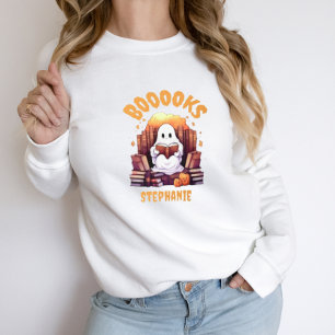 Cute Funny  Halloween Ghost reading Books Custom Sweatshirt