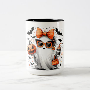 Cute Funny Halloween Ghost Two-Tone Coffee Mug