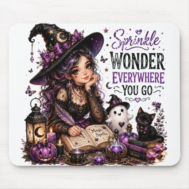 CUTE FUNNY HALLOWEEN GIRL WITH FUNNY SAYING MOUSE PAD (Front)