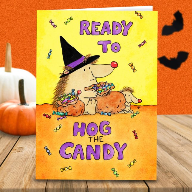 Cute Funny Halloween Hedgehog Card – Hand-Drawn  (Creator Uploaded)