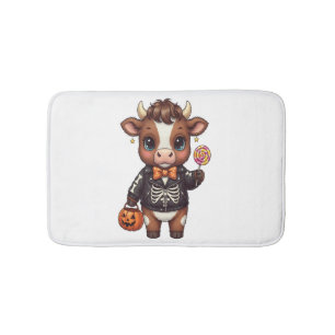 Cute Funny Halloween Highland Cow Bath Mat