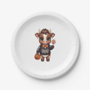 Cute Funny Halloween Highland Cow Paper Plate