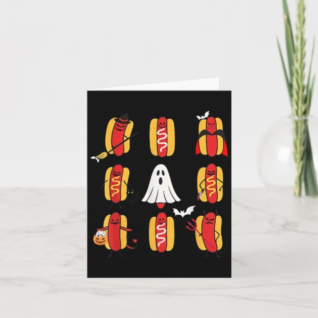 Cute Funny Halloweiners Hot Dog Ghosts Halloween C Card (Front)