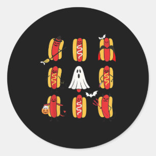 Cute Funny Halloweiners Hot Dog Ghosts Halloween C Classic Round Sticker