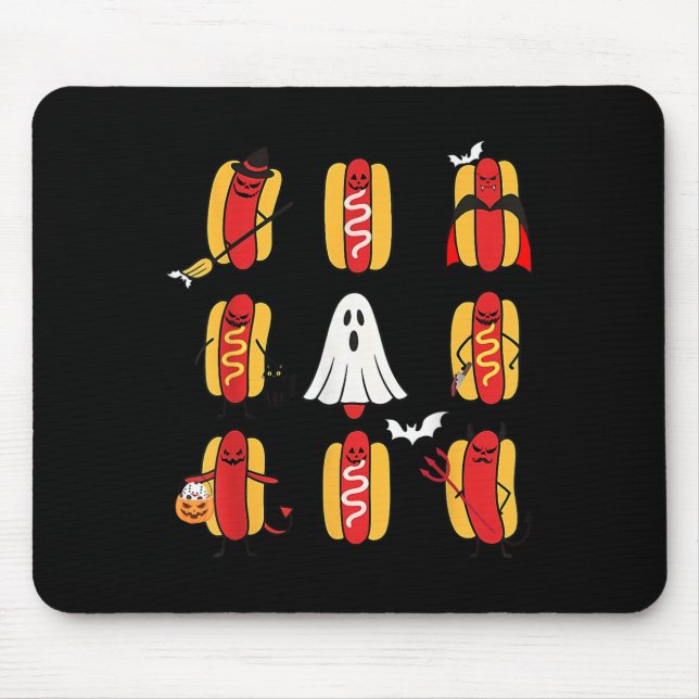 Cute Funny Halloweiners Hot Dog Ghosts Halloween C Mouse Pad (Front)