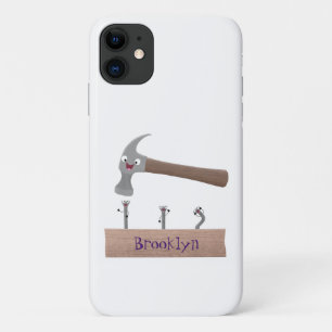 Cute, funny hammer and nails cartoon illustration  Case-Mate iPhone case