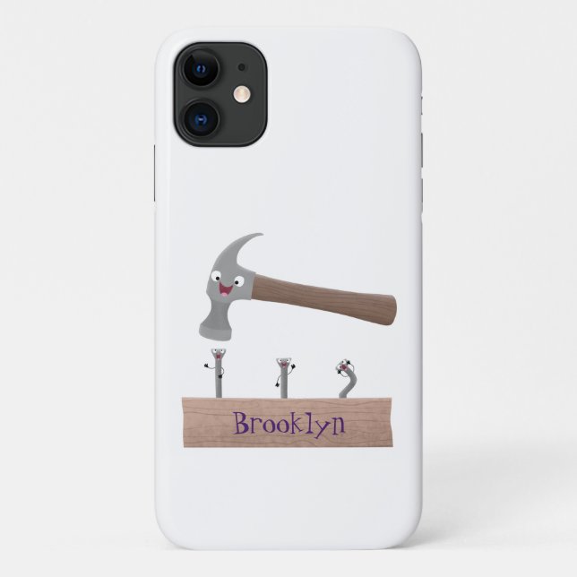 Cute, funny hammer and nails cartoon illustration  Case-Mate iPhone case (Back)