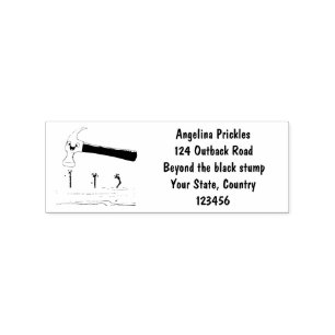 Cute, funny hammer and nails cartoon illustration rubber stamp