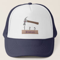 Cute, funny hammer and nails cartoon illustration