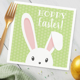 Cute Funny Happy Easter Bunny Green Spring Party Napkin