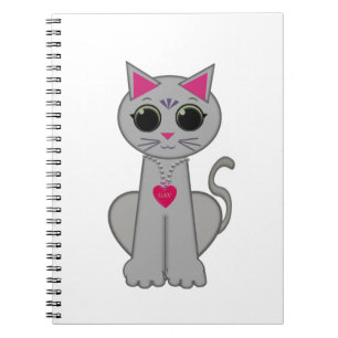 Cute Funny Happy Gray Cat Spiral Notebook