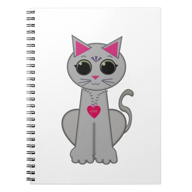 Cute Funny Happy Gray Cat Spiral Notebook (Front)