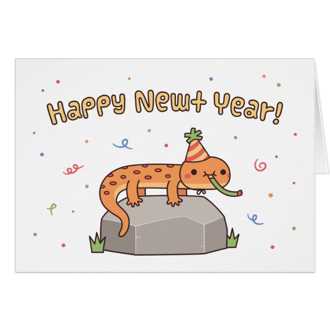 Cute Funny Happy Newt Year, Happy New Year (Front Horizontal)