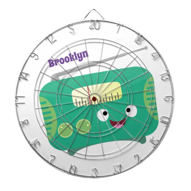 Cute funny happy retro radio cartoon dartboard (Front)