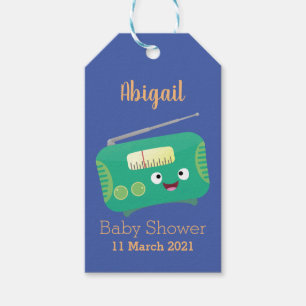 Cute funny happy retro radio cartoon  gift tags