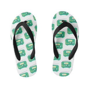 Cute funny happy retro radio cartoon kid's jandals