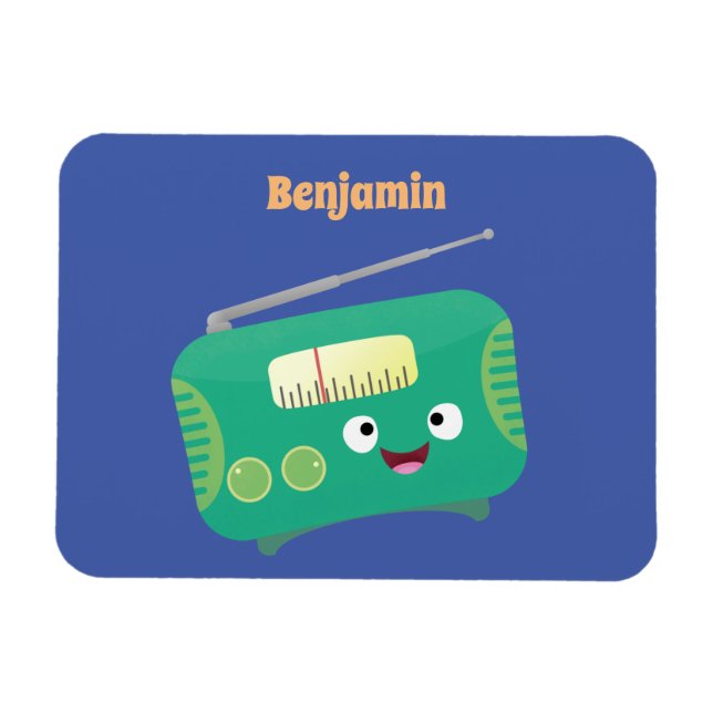 Cute funny happy retro radio cartoon  magnet (Horizontal)