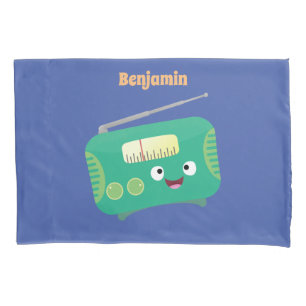 Cute funny happy retro radio cartoon pillowcase