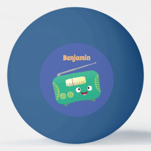 Cute funny happy retro radio cartoon ping pong ball