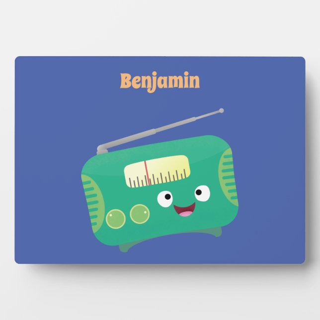 Cute funny happy retro radio cartoon plaque (Front)