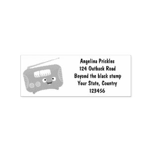 Cute funny happy retro radio cartoon rubber stamp
