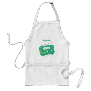 Cute funny happy retro radio cartoon standard apron