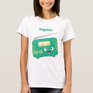 Cute funny happy retro radio cartoon  T-Shirt