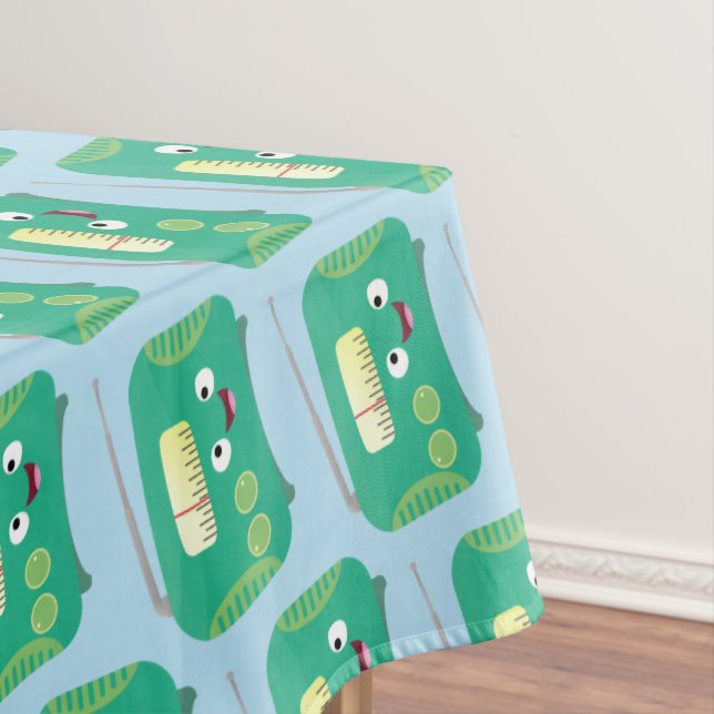 Cute funny happy retro radio cartoon tablecloth (In Situ)