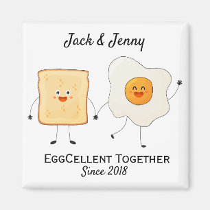 Cute Funny Happy Toast Eggcelent Together Magnet