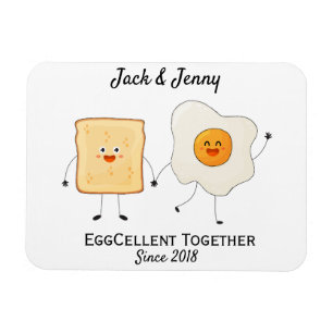 Cute Funny Happy Toast Eggcelent Together Magnet