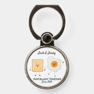 Cute Funny Happy Toast Eggcelent Together    Phone Ring Stand