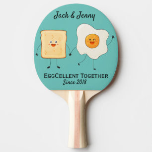 Cute Funny Happy Toast Eggcelent Together Ping Pong Paddle