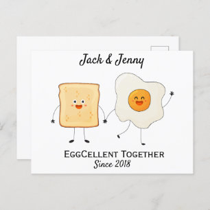 Cute Funny Happy Toast Eggcelent Together Postcard