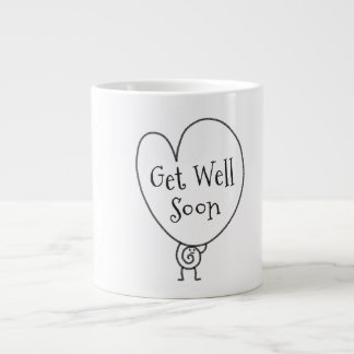 Cute Funny Heart Uplifting Character Get Well Soon Large Coffee Mug