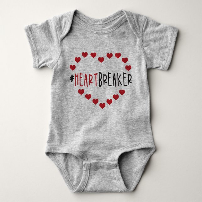 Cute Funny Heartbreaker Valentines Day Baby Bodysuit (Front)
