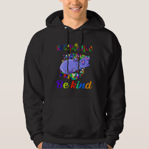 Cute Funny Hippo Autism Awareness Kids Be Kind Hoodie