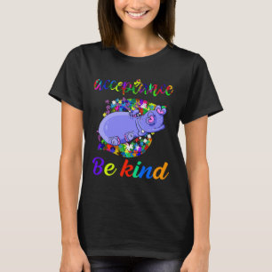 Cute Funny Hippo Autism Awareness Kids Be Kind T-Shirt