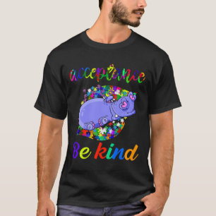 Cute Funny Hippo Autism Awareness Kids Be Kind T-Shirt