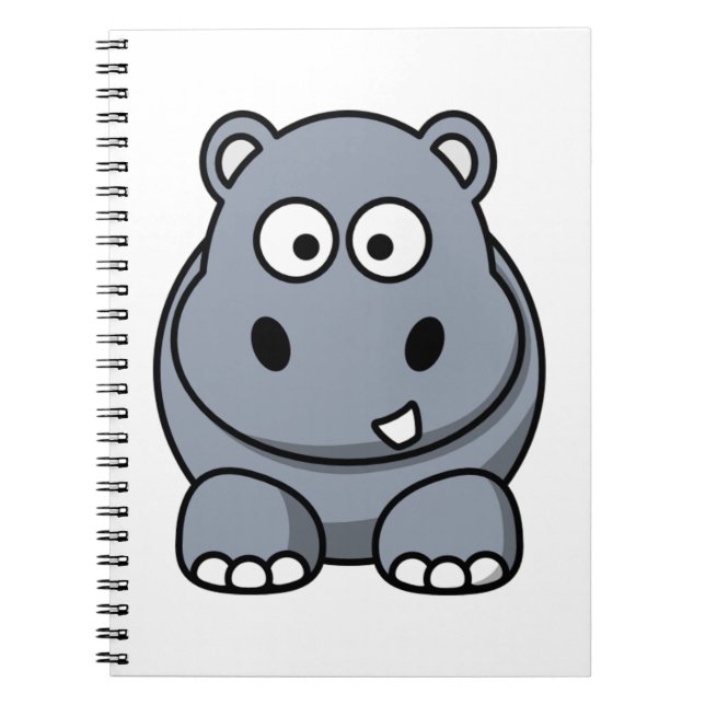 Cute Funny Hippo Spiral Notebook (Front)