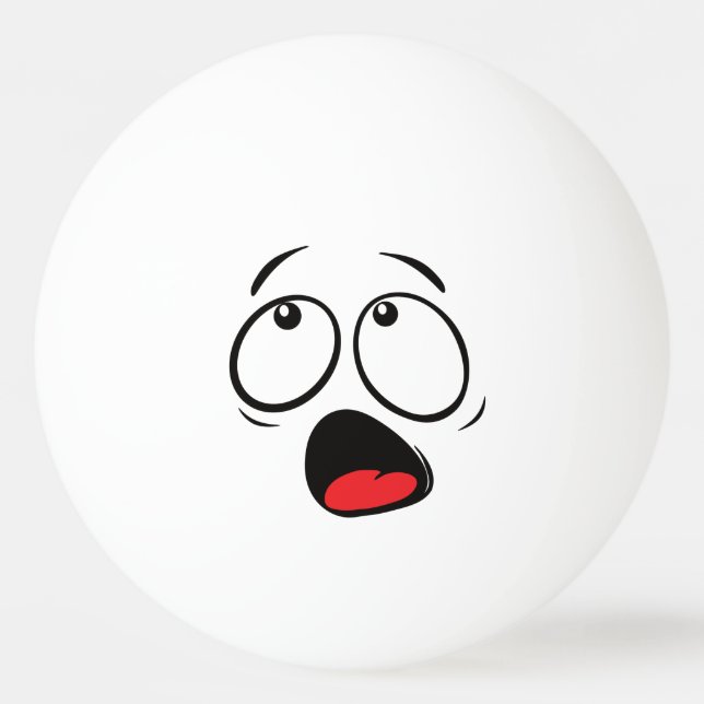 Cute Funny Horrified Emoji. Emoticon. Ping Pong Ball (Front)